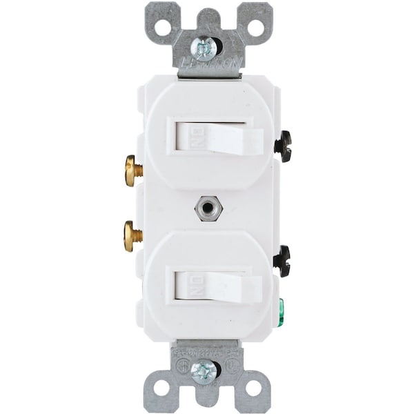 Single Pole White 15A Quiet Duplex Switch